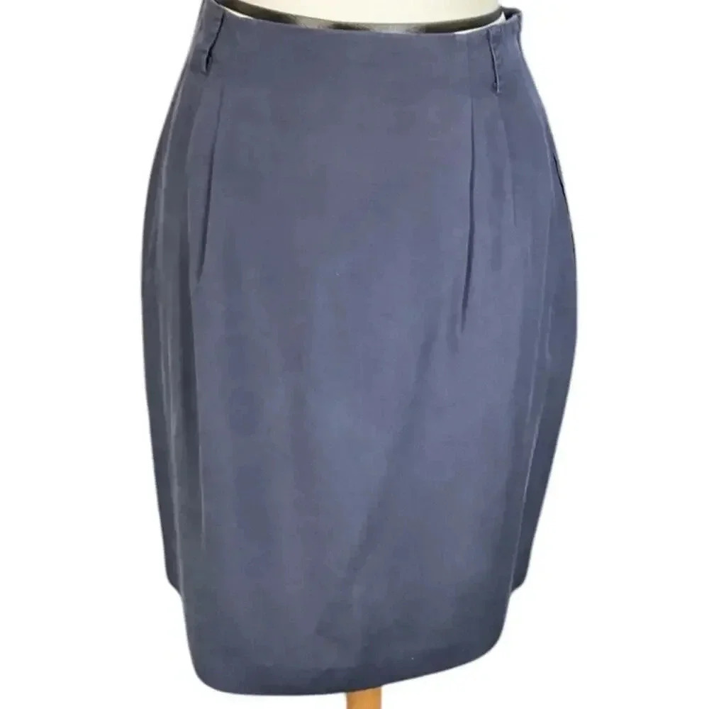 Preview Collection 100% Silk Knee Length Skirt Size 12 Side Zipper Belt Loops